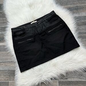 Maje Faux Leather Trim Black Mini Skirt